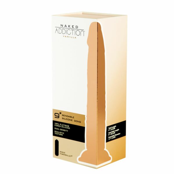 Фалоімітатор Naked Addiction — 9″ Silicone Dual Density Bendable Dildo Vanilla, віброкуля в подаруно - Зображення 9