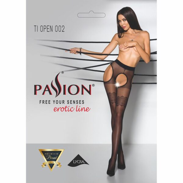 Еротичні колготки Passion TIOPEN 002 3/4 (20 den), black, імітація панчох і пояса - Зображення 5