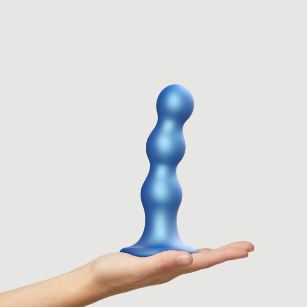 Насадка для страпона Strap-On-Me Dildo Plug Balls Blue Metallic L - Зображення 2