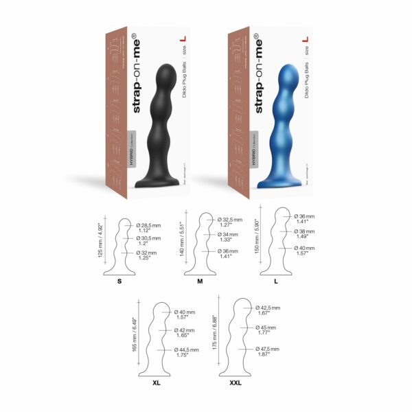 Насадка для страпона Strap-On-Me Dildo Plug Balls Blue Metallic XL - Зображення 4