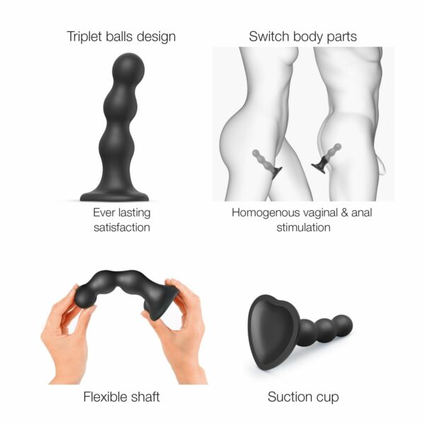 Насадка для страпона Strap-On-Me Dildo Plug Balls Black XXL - Зображення 3
