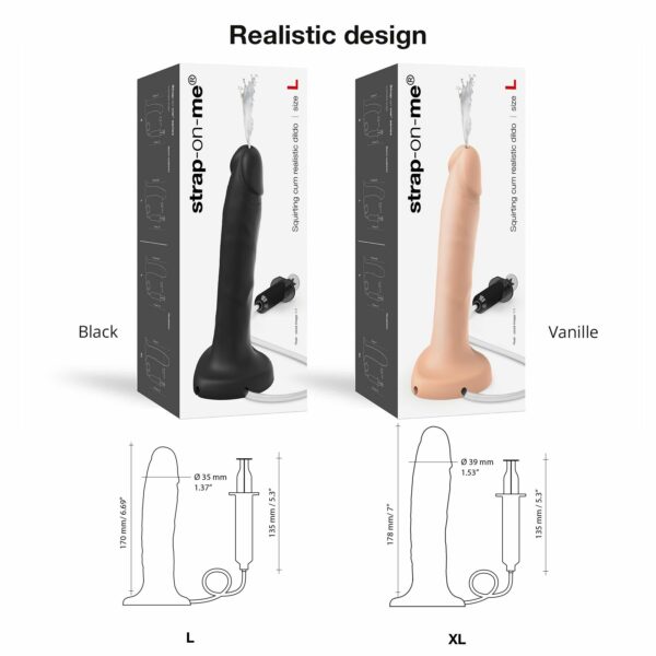 Фалоімітатор, що кінчає Strap-On-Me Squirting Cum Dildo Realistic Black, діам. 3,5 см, силікон - Зображення 4