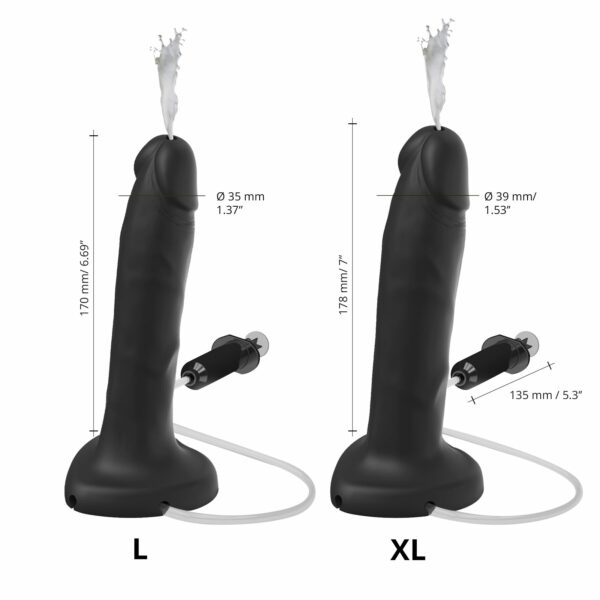 Фалоімітатор, що кінчає Strap-On-Me Squirting Cum Dildo Realistic Black, діам. 3,5 см, силікон - Зображення 3