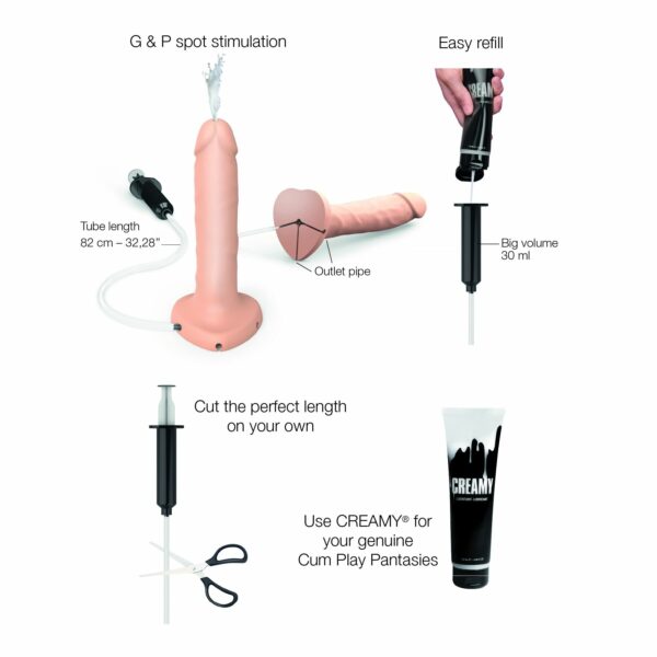 Фалоімітатор, що кінчає Strap-On-Me Squirting Cum Dildo Realistic Vanilla, діам. 3,5 см, силікон - Зображення 2