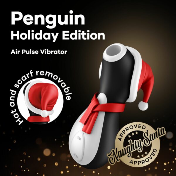 Вакуумний кліторальний стимулятор Satisfyer Penguin Holiday Edition, у шапочці та шарфі - Зображення 7