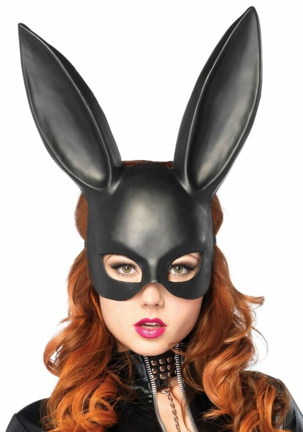 Пластикова маска кролика Leg Avenue Masquerade Rabbit Mask, чорна, One Size, на резинці