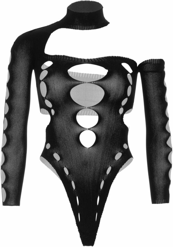 Безшовне боді на одне плече Leg Avenue Seamless thong back bodysuit, One Size, чорне - Зображення 3