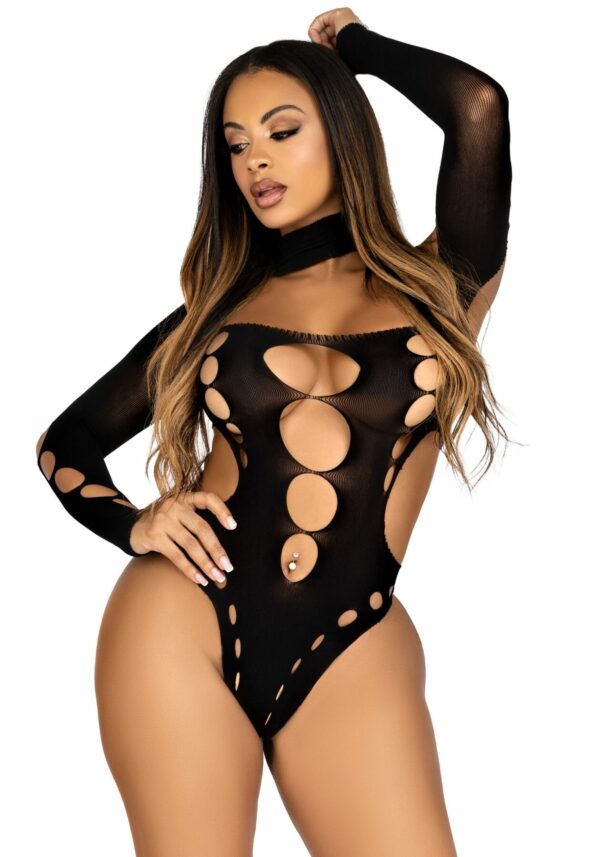 Безшовне боді на одне плече Leg Avenue Seamless thong back bodysuit, One Size, чорне - Зображення 5