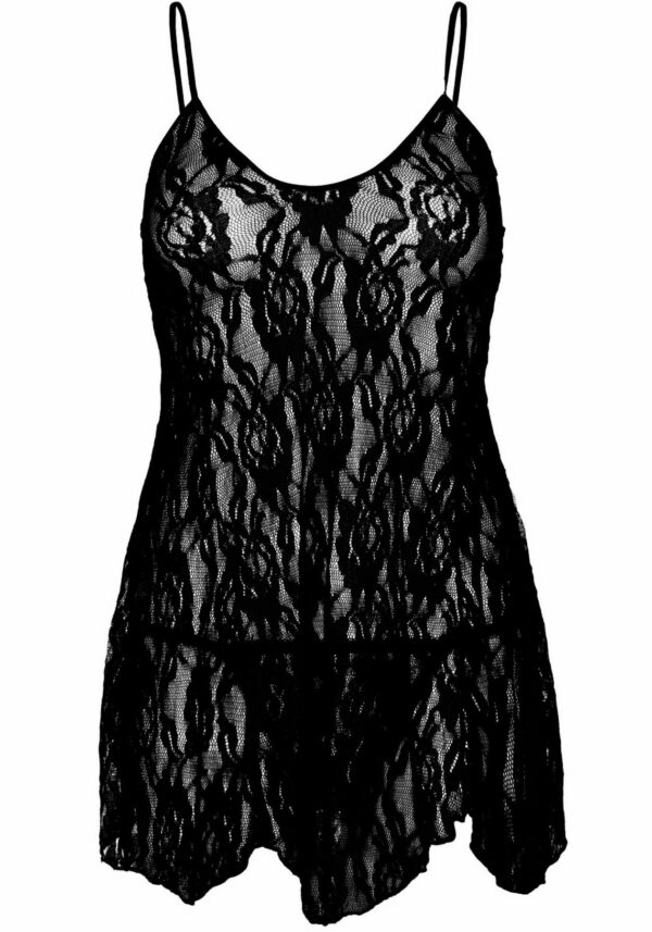 Сорочка бебі-дол Leg Avenue Rose Lace Flair Chemise Black, One Size - Зображення 3