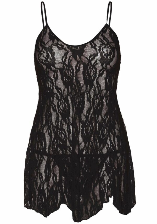 Сорочка бебі-дол Leg Avenue Rose Lace Flair Chemise Black, Queen Size - Зображення 2