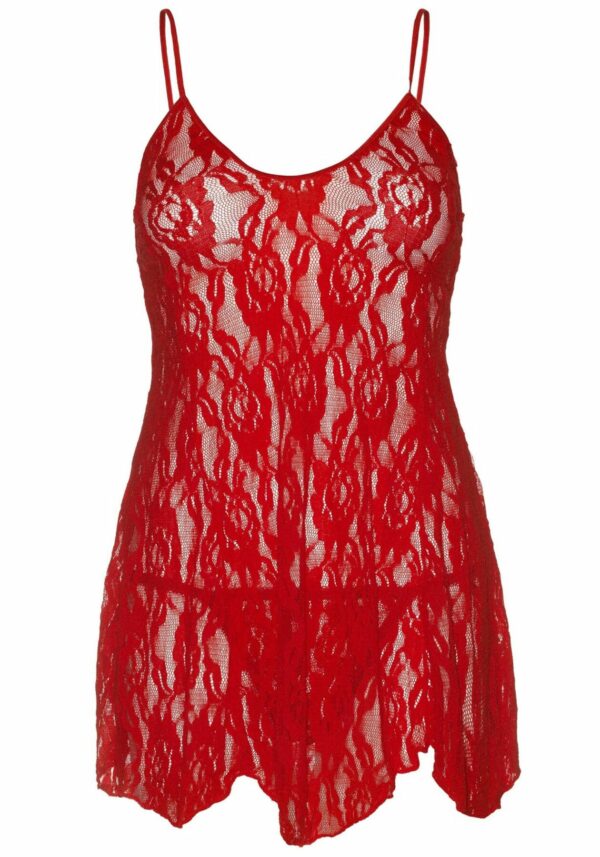 Сорочка бебі-дол Leg Avenue Rose Lace Flair Chemise Red, Queen Size - Зображення 2