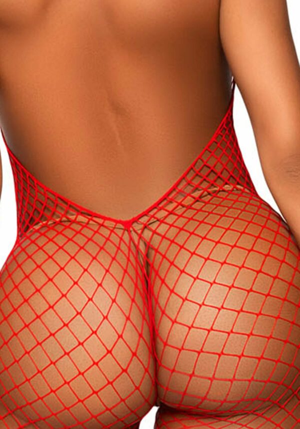 Еротичний сітчастий бодістокінг Leg Avenue Racer neck bodystocking Red - Зображення 4