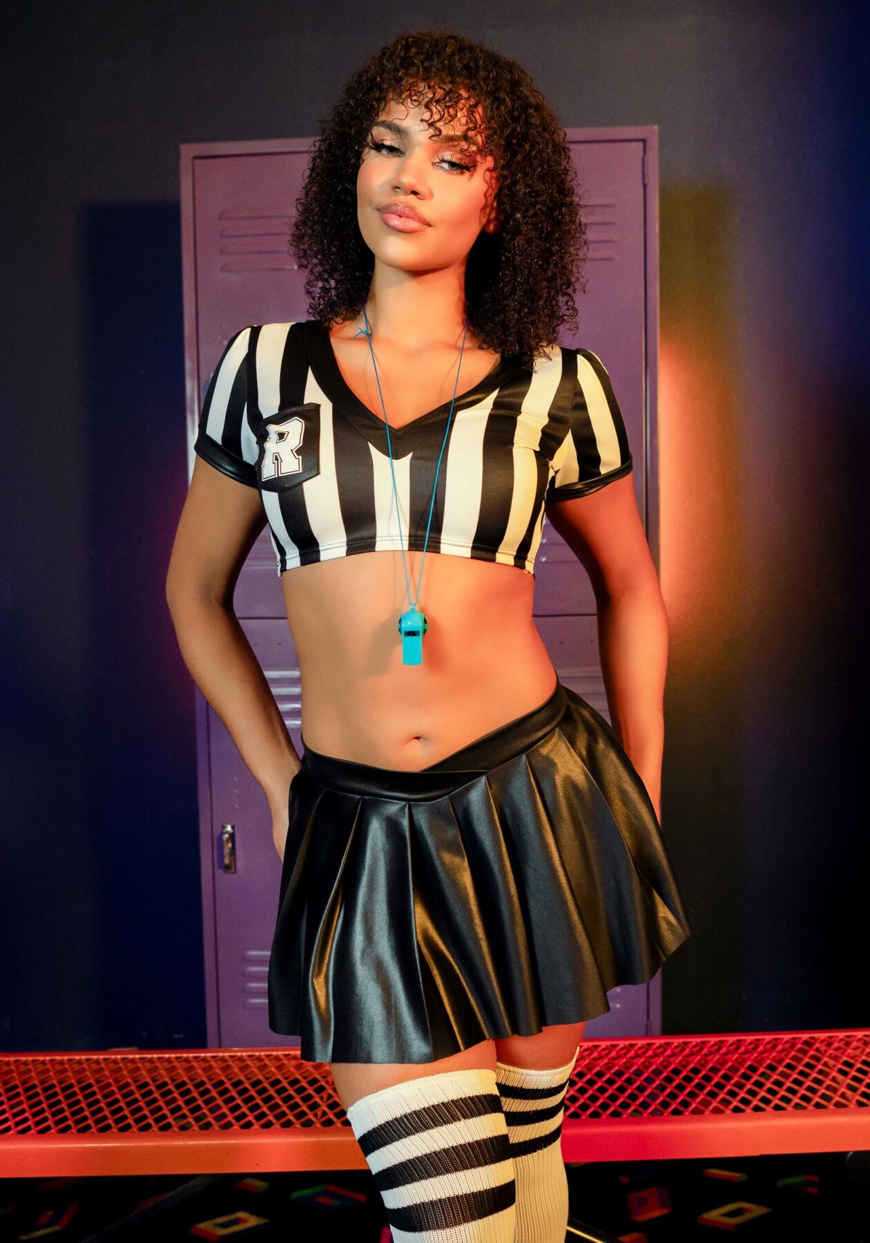 Костюм рефері Leg Avenue Time Out Referee S, кроп-топ спідниця свисток - Зображення 4