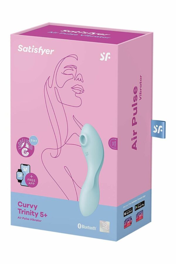 Вакуумний смарт-стимулятор із вібрацією Satisfyer Curvy Trinity 5 (Blue)  (порвана упаковка!!!) - Зображення 8