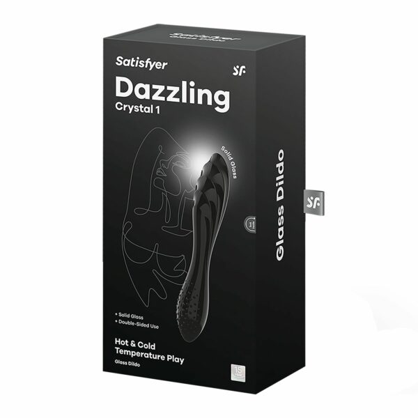 Двосторонній скляний дилдо Satisfyer Dazzling Crystal 1 Black, дуже міцний, без стопера - Зображення 5