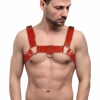 Чоловіча портупея на груди Feral Feelings – Bulldog Harness Red