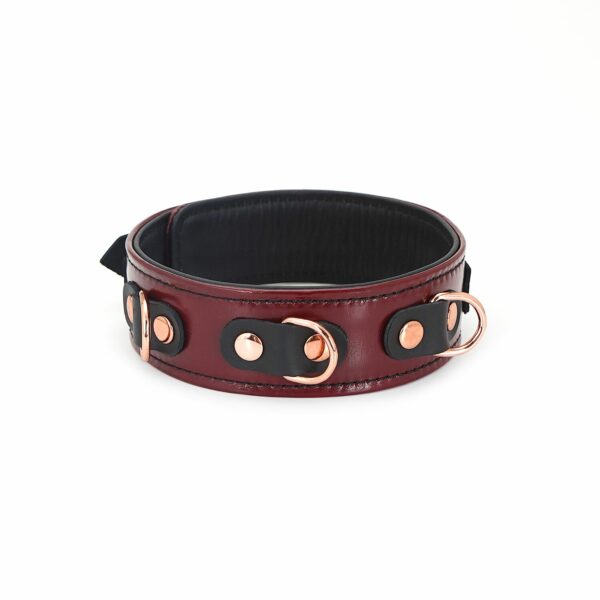 Шкіряний нашийник з повідцем Liebe Seele Wine Red Collar and Leash, 3 кільця для кріплення - Зображення 2