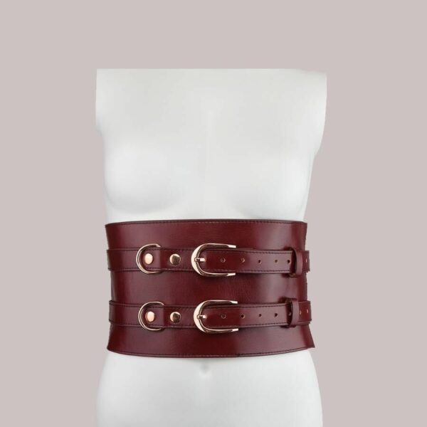 Шкіряний пояс для бондажу Liebe Seele Wine Red Waist Cuff, L Size - Зображення 7