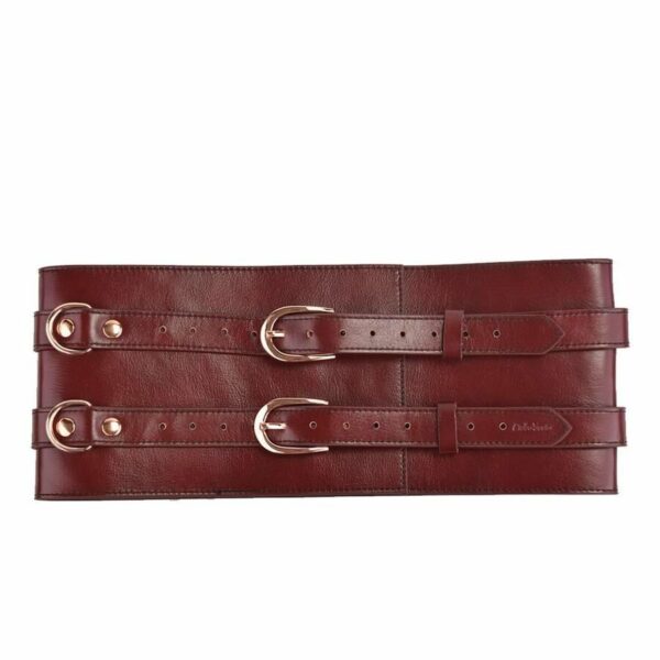 Шкіряний пояс для бондажу Liebe Seele Wine Red Waist Cuff, L Size - Зображення 5