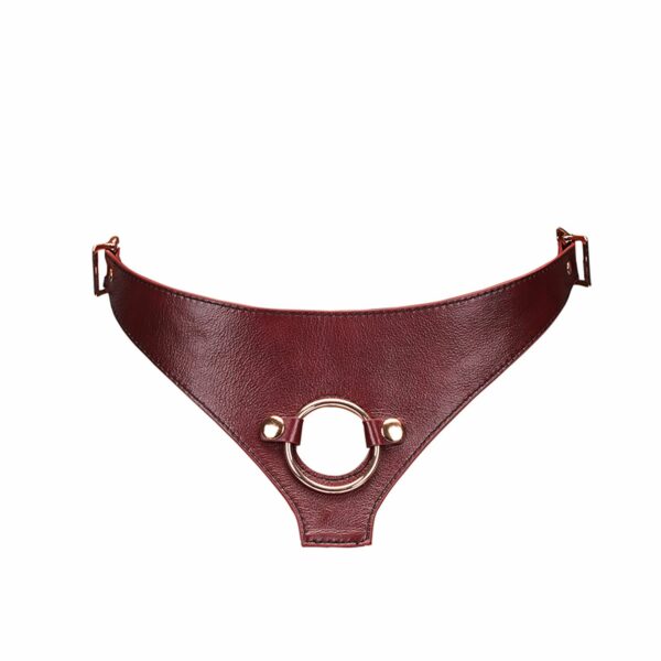 Шкіряні трусики для страпона Liebe Seele Wine Red Strap on Harness, універсальний розмір - Зображення 2