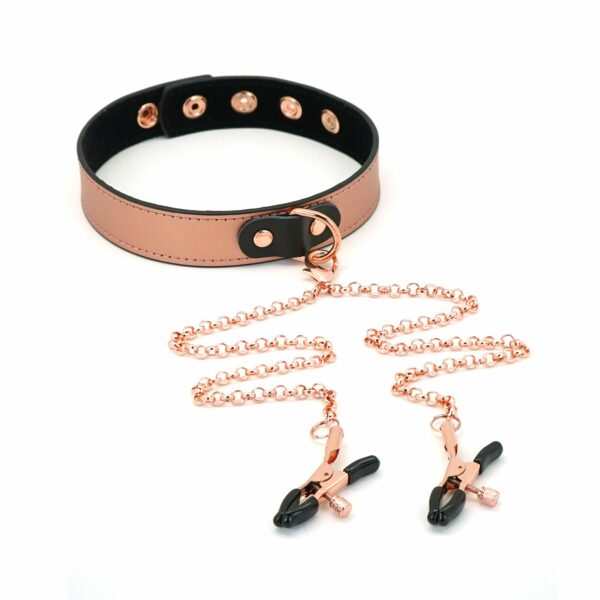 Нашийник із затискачами для сосків Liebe Seele Rose Gold Memory Collar with Nipple Clamps - Зображення 8