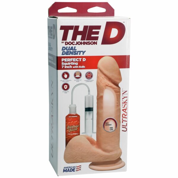 Фалоімітатор, що кінчає, Doc Johnson The D ULTRASKYN Perfect D Squirting – 7 Inch, діаметр 4,3 см - Зображення 2