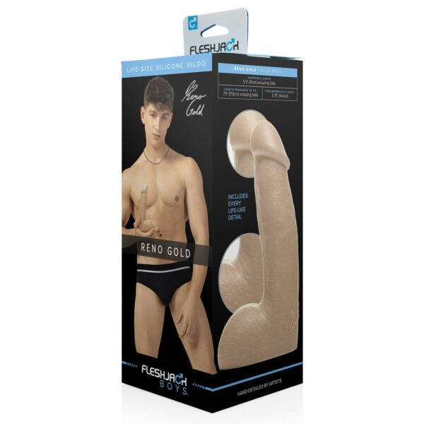 Фалоімітатор Fleshjack Boys: Reno Gold Dildo, за зліпком пеніса порноактора - Зображення 6