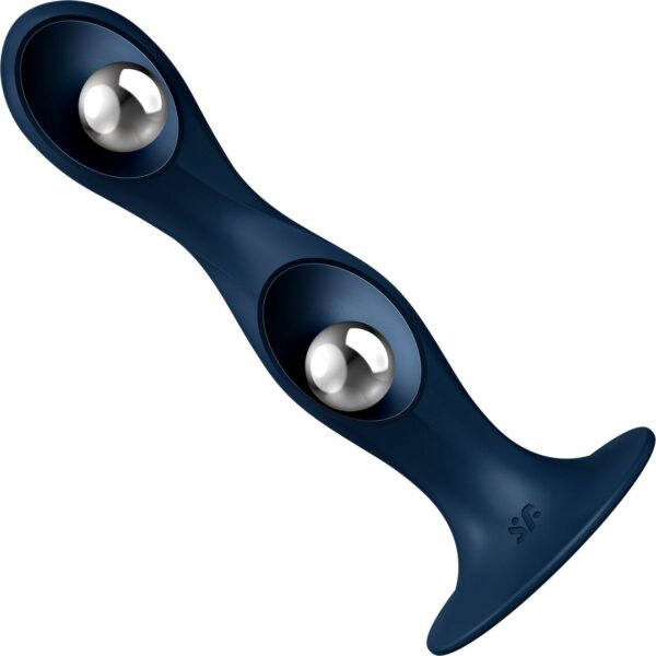 Дилдо Satisfyer Double Ball-R Dark Blue, унісекс, рухомі кульки всередині, на присосці - Зображення 3