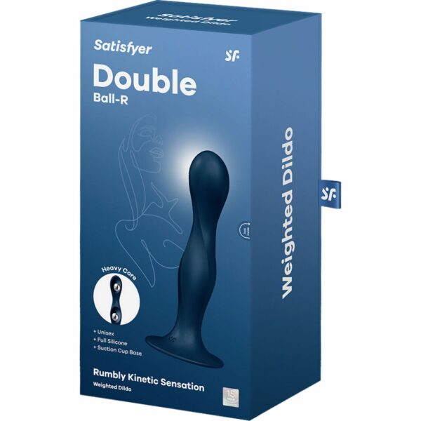 Дилдо Satisfyer Double Ball-R Dark Blue, унісекс, рухомі кульки всередині, на присосці - Зображення 4