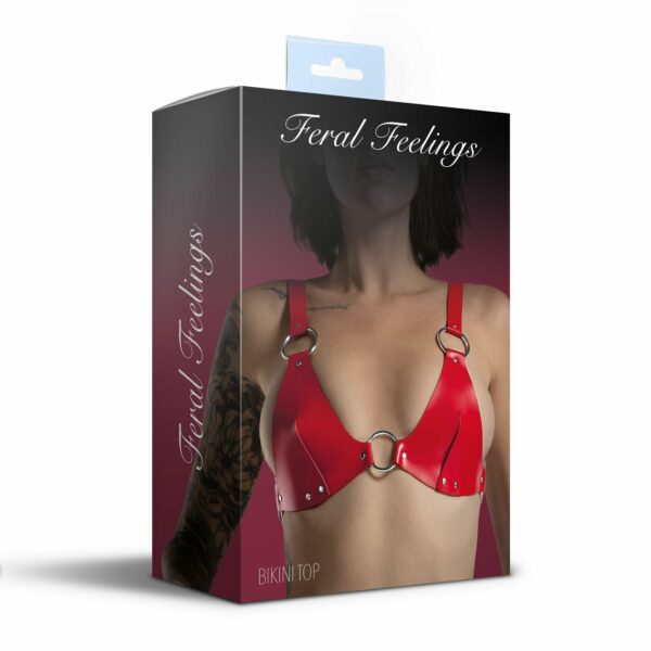 Ліф з натуральної шкіри Feral Feelings - Bikini Top Red - Зображення 4