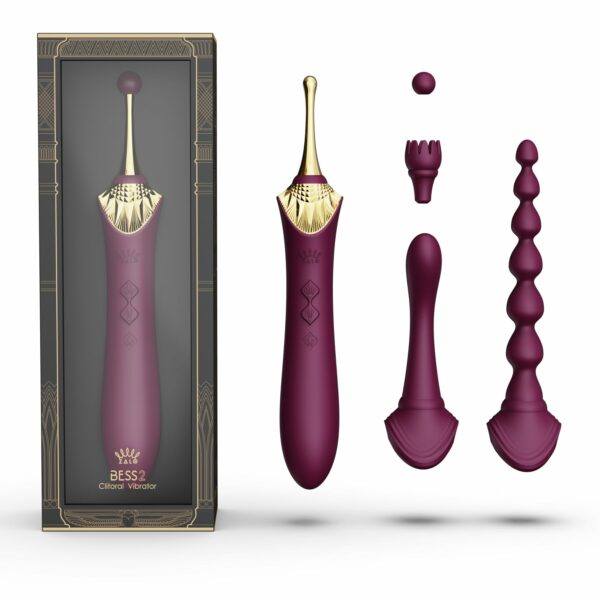 Мультифункціональний вібратор Zalo — Bess 2 Velvet Purple, 4 насадки, підігрів - Зображення 2