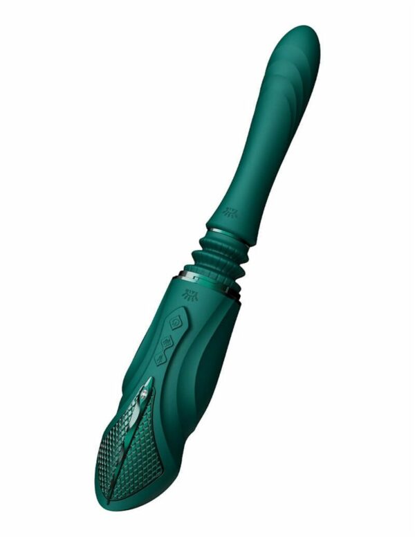 Компактна смарт секс-машина Zalo – Sesh Turquoise Green, 2 насадки, пульт ДК, кристал Swarovski - Зображення 7