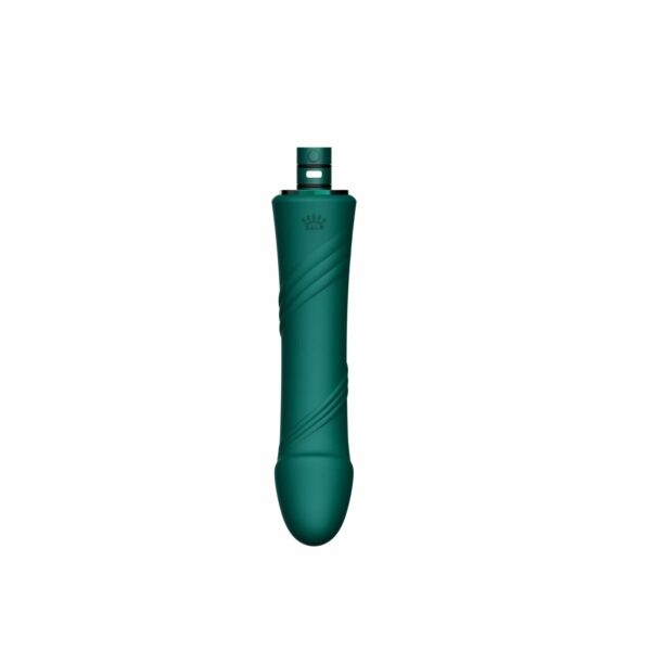 Компактна смарт секс-машина Zalo – Sesh Turquoise Green, 2 насадки, пульт ДК, кристал Swarovski - Зображення 8