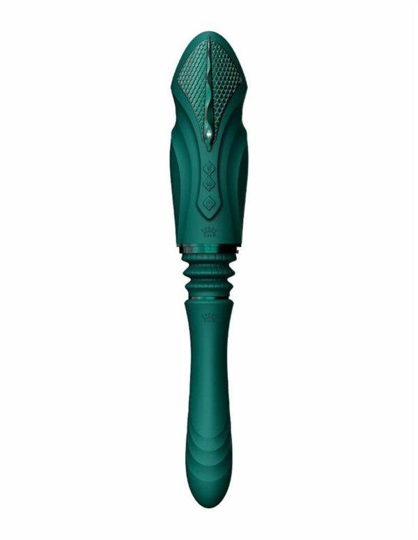 Компактна смарт секс-машина Zalo – Sesh Turquoise Green, 2 насадки, пульт ДК, кристал Swarovski - Зображення 4