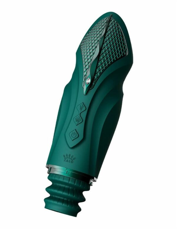 Компактна смарт секс-машина Zalo – Sesh Turquoise Green, 2 насадки, пульт ДК, кристал Swarovski - Зображення 5