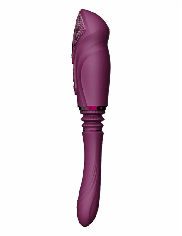 Компактна смарт секс-машина Zalo – Sesh Velvet Purple, 2 насадки, пульт ДК, кристал Swarovski - Зображення 6