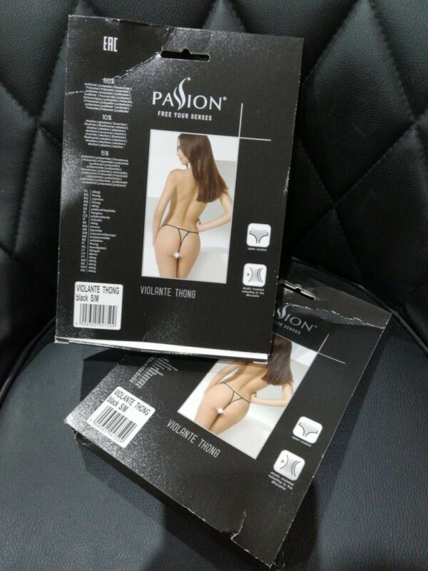 Трусики мереживні з доступом VIOLANTE THONG black S/M - Passion Exclusive (м'ята упаковка!!!) - Зображення 2