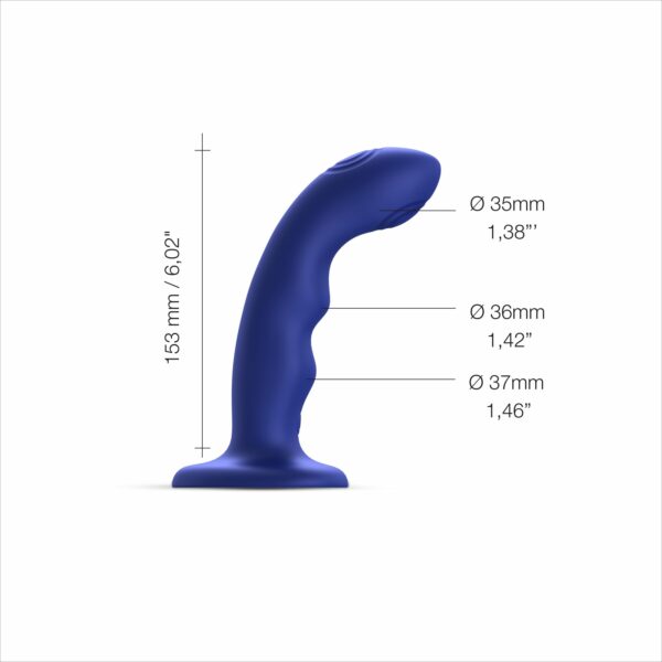 Насадка для страпона з подвійною точковою пульсацією Strap-On-Me TAPPING DILDO WAVE – NIGHT BLUE, М - Зображення 2