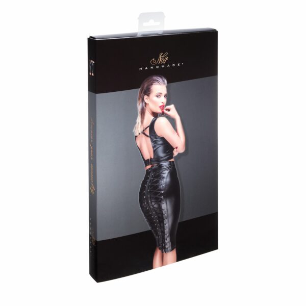 Спідниця-олівець зі шнурівкою Noir Handmade F152 Powerwetlook pencil skirt, L, з мокрим ефектом - Зображення 5