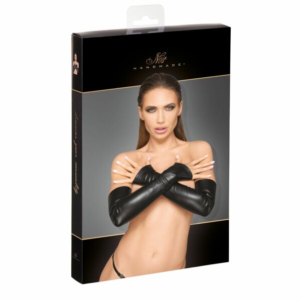 Мітенки Noir Handmade F213 Elastic eco leather fingerless gloves - S - Зображення 3