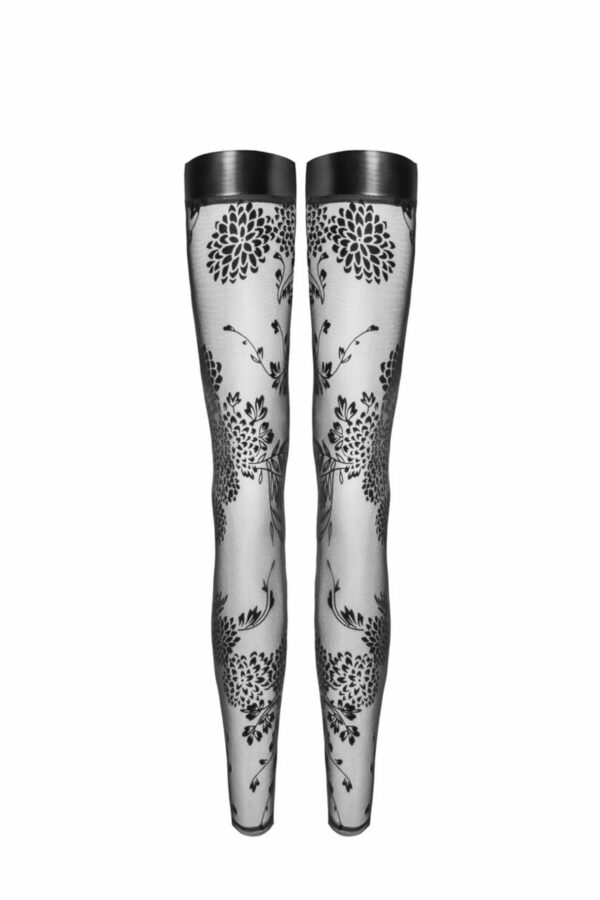 Панчохи Noir Handmade F243 Tulle stockings with patterned flock embroidery - M - Зображення 4