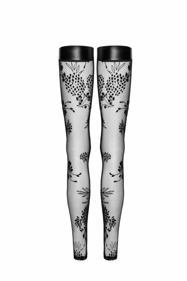 Панчохи Noir Handmade F243 Tulle stockings with patterned flock embroidery - XL - Зображення 5