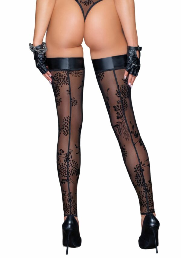 Панчохи Noir Handmade F243 Tulle stockings with patterned flock embroidery - 3XL - Зображення 2