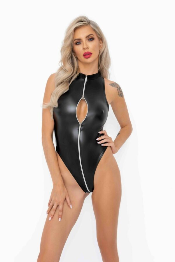 Боді Noir Handmade F294 Powerwetlook bodysuit with front zipper - M - Зображення 2
