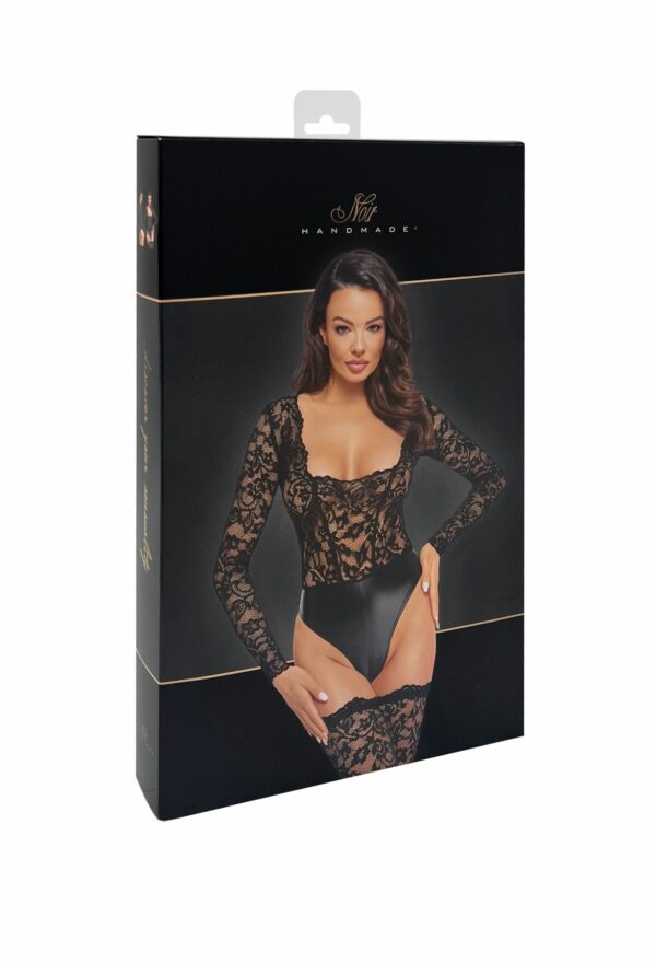 Боді Noir Handmade F296 Psyche bodysuit of lace and wetlook - XXL - Зображення 8