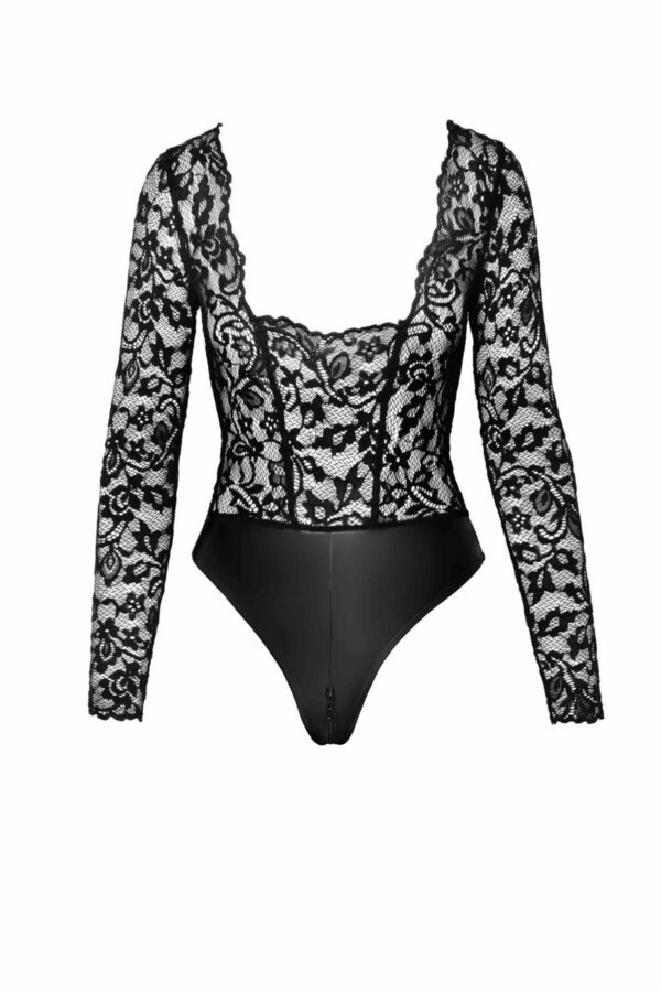 Боді Noir Handmade F296 Psyche bodysuit of lace and wetlook - 3XL - Зображення 6