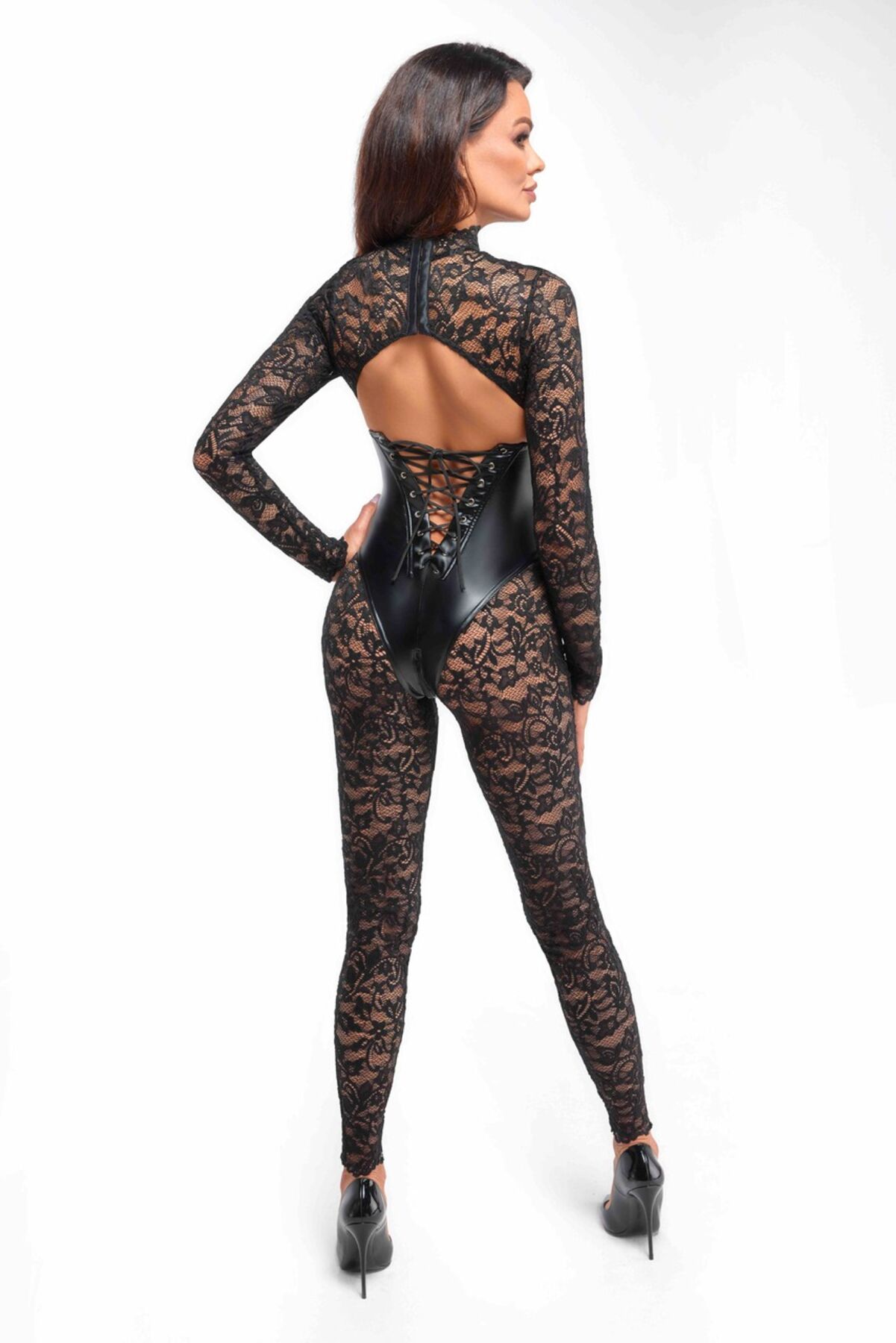 Комбінезон Noir Handmade F299 Enigma lace catsuit with underbust bodice - XL - Зображення 2