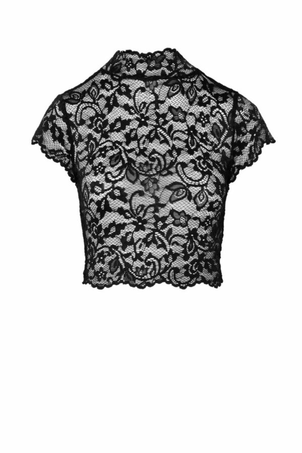 Топ Noir Handmade F303 Essence lace top with high collar - 3XL - Зображення 4
