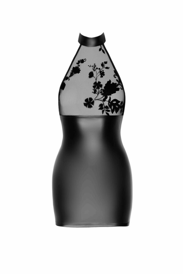 Сукня Noir Handmade F311 Eros mini halter dress of flocked mesh and wetlook - 3XL - Зображення 4