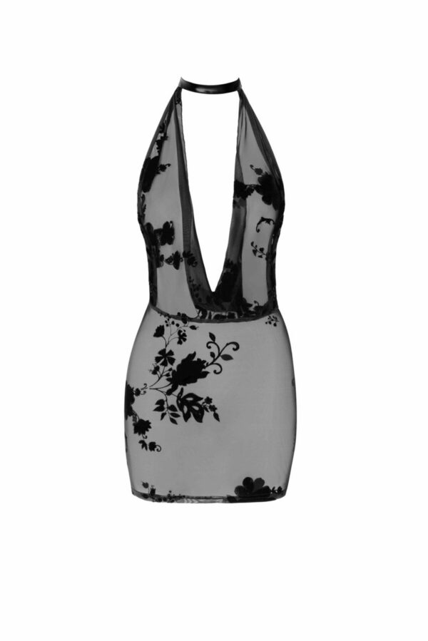Сукня Noir Handmade F313 Mythos mini flocked mesh dress with jewelry rhinestone chain - XXL - Зображення 5